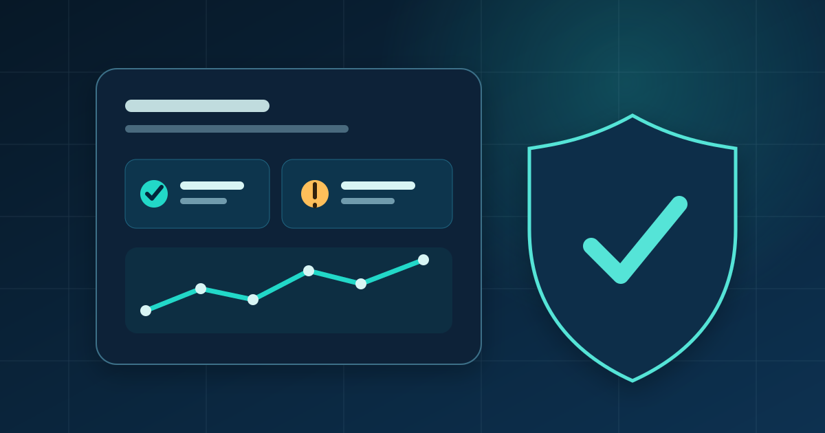 Cybersecurity risk assessment dashboard with risk indicators, progress tracking, and a verified security shield