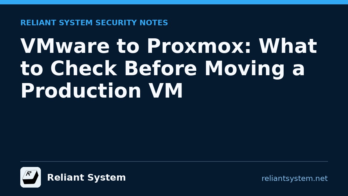 VMware to Proxmox migration | Reliant System